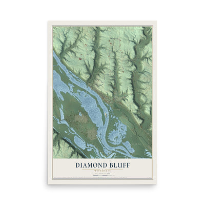 Map of Diamond Bluff, Wisconsin, 12 x 18 inch unframed archival matte print