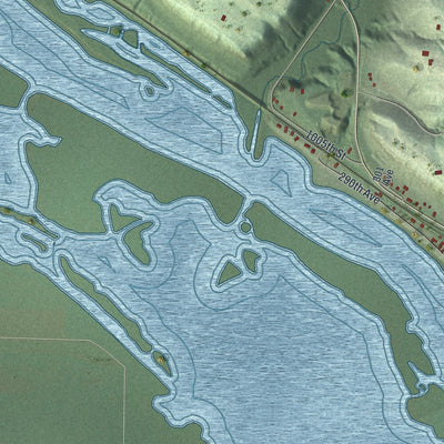 Second close-up of the map of Diamond Bluff, Wisconsin print showing more streets and buildings