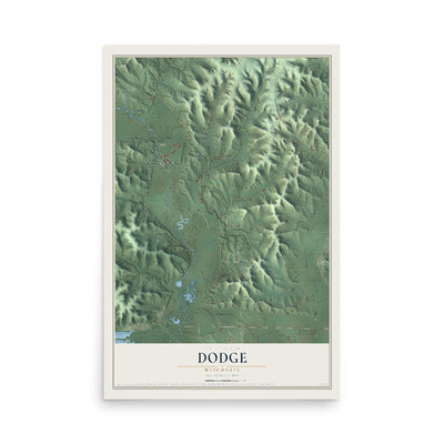 Map of Dodge, Wisconsin, 12 x 18 inch unframed archival matte print