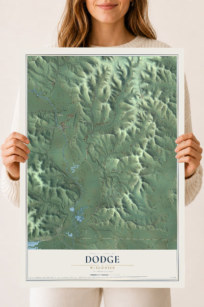 Map of Dodge, Wisconsin, 18 x 24 inch unframed archival matte print