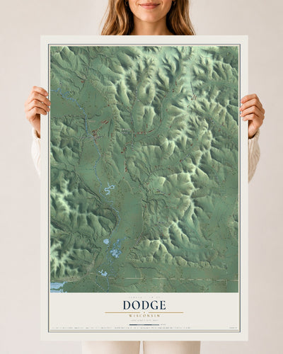 Map of Dodge, Wisconsin, 24 x 36 inch unframed archival matte print