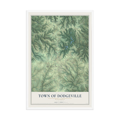 Map of the Town of Dodgeville, Wisconsin, 12 x 18 inch print in a white wood frame