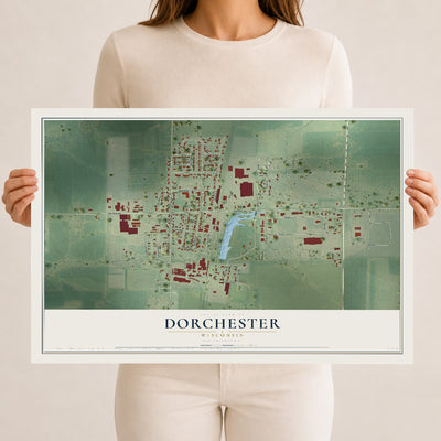Map of Dorchester, Wisconsin, 12 x 18 inch unframed archival matte print