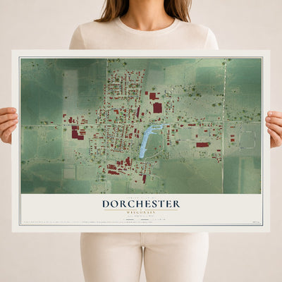 Map of Dorchester, Wisconsin, 18 x 24 inch unframed archival matte print
