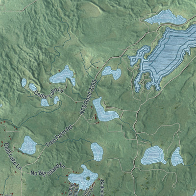Second close-up of the map of Doty, Wisconsin print showing more streets and buildings