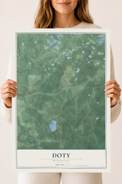 Map of Doty, Wisconsin, 18 x 24 inch unframed archival matte print
