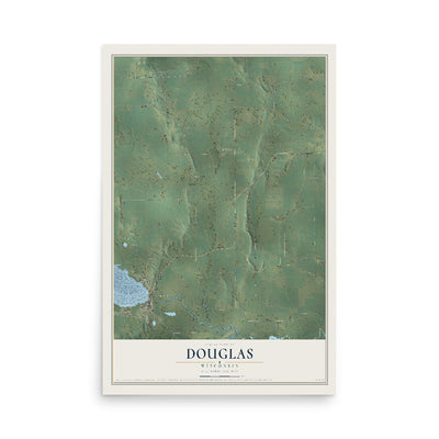 Map of Douglas, Wisconsin, 12 x 18 inch unframed archival matte print