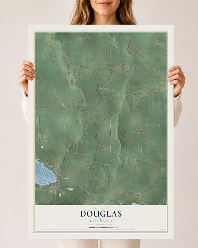 Map of Douglas, Wisconsin, 24 x 36 inch unframed archival matte print