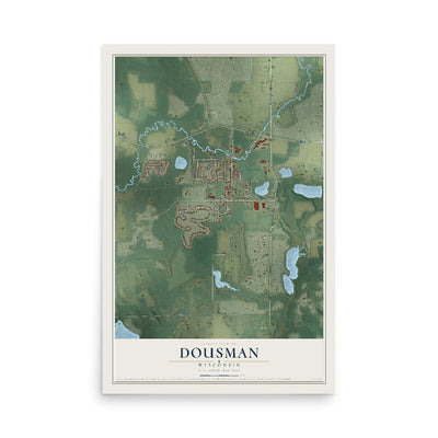 Map of Dousman, Wisconsin, 12 x 18 inch unframed archival matte print