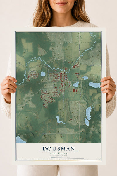 Map of Dousman, Wisconsin, 18 x 24 inch unframed archival matte print