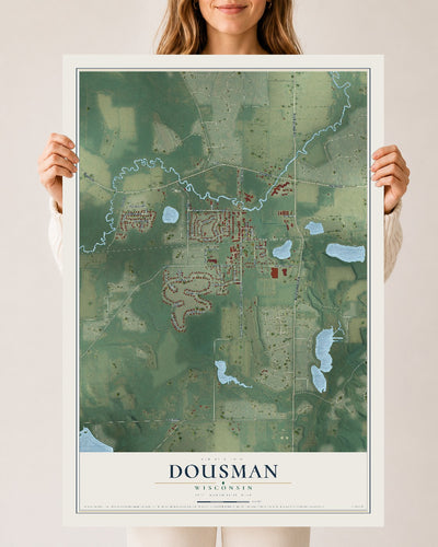 Map of Dousman, Wisconsin, 24 x 36 inch unframed archival matte print