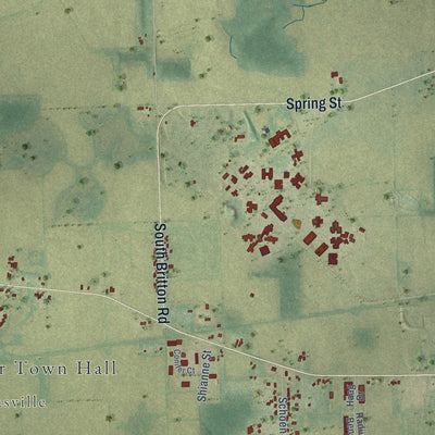 Second close-up of the map of Dover, Racine County, Wisconsin print showing more streets and buildings