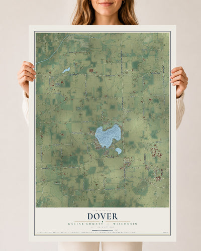 Map of Dover, Racine County, Wisconsin, 24 x 36 inch unframed archival matte print