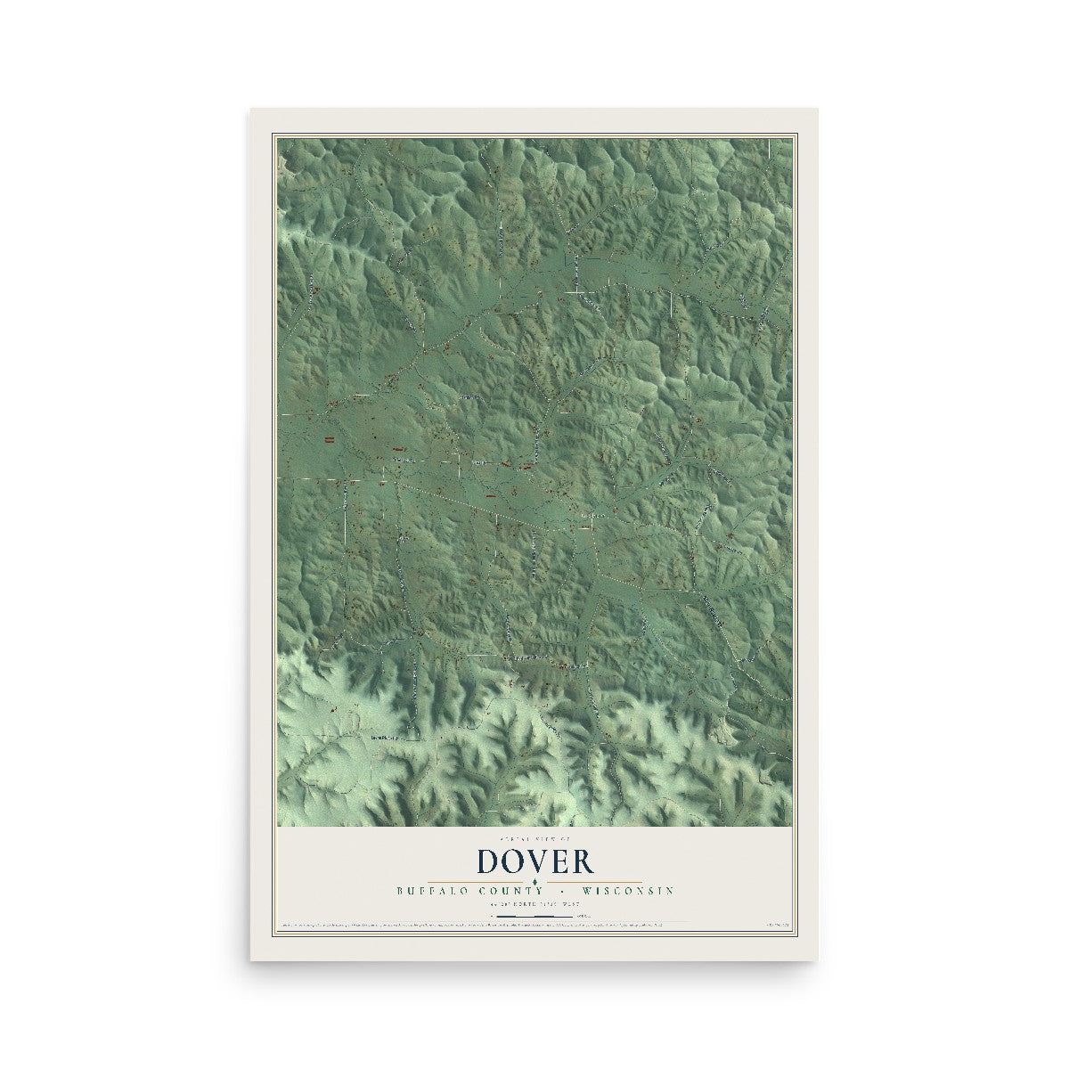 Map of Dover, Buffalo County, Wisconsin, 12 x 18 inch unframed archival matte print