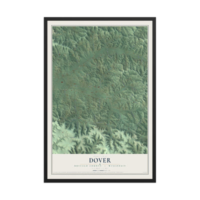 Map of Dover, Buffalo County, Wisconsin, 12 x 18 inch print in a black wood frame