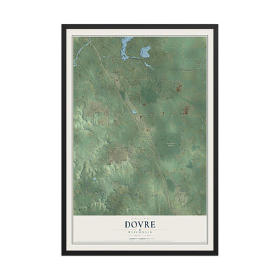 Map of Dovre, Wisconsin, 12 x 18 inch print in a black wood frame