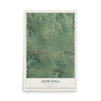 Map of Downing, Wisconsin, 12 x 18 inch unframed archival matte print