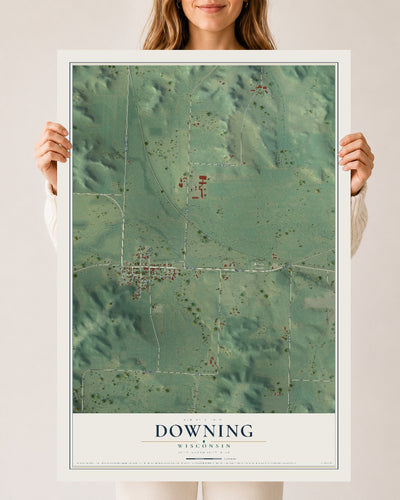 Map of Downing, Wisconsin, 24 x 36 inch unframed archival matte print