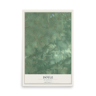 Map of Doyle, Wisconsin, 12 x 18 inch unframed archival matte print