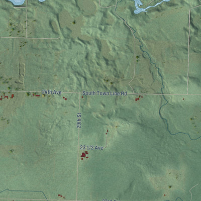 Close-up of the map of Doyle, Wisconsin print showing street and building detail