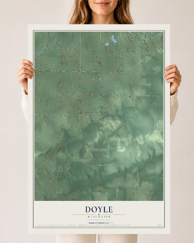 Map of Doyle, Wisconsin, 24 x 36 inch unframed archival matte print