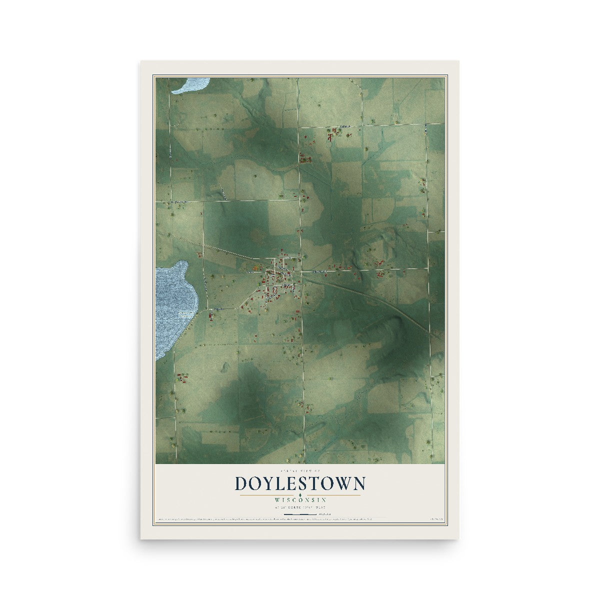 Map of Doylestown, Wisconsin, 12 x 18 inch unframed archival matte print