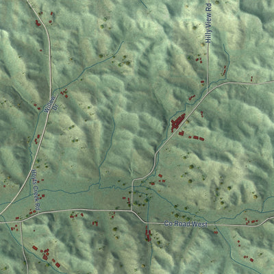 Second close-up of the map of Drammen, Wisconsin print showing more streets and buildings