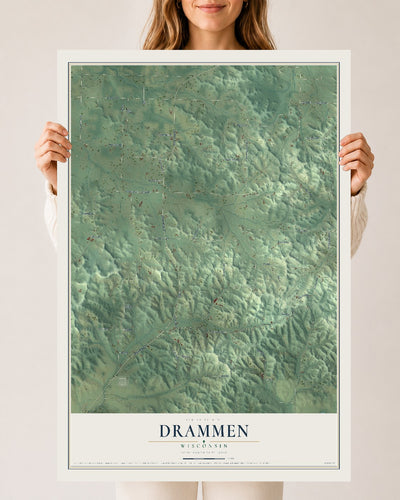 Map of Drammen, Wisconsin, 24 x 36 inch unframed archival matte print