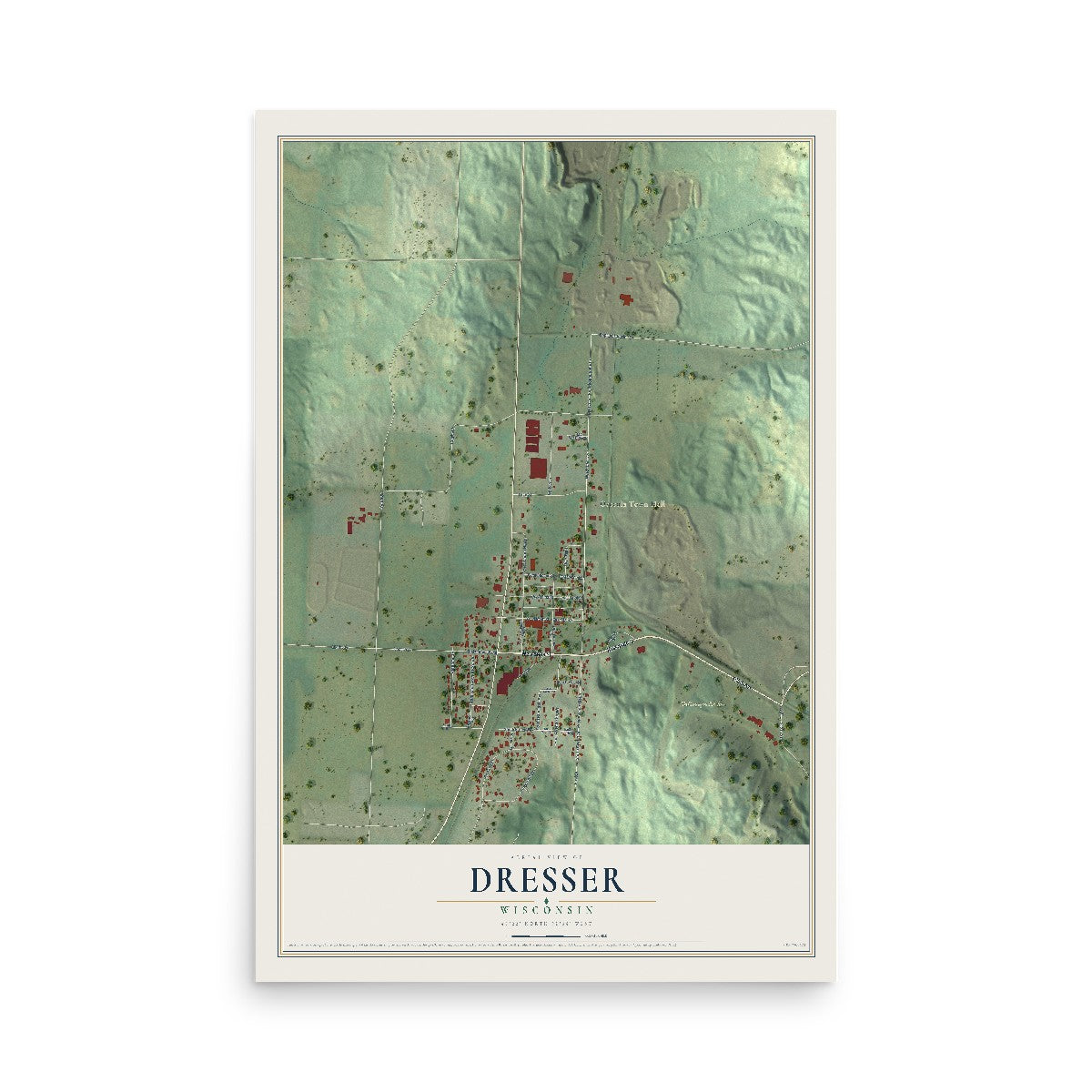Map of Dresser, Wisconsin, 12 x 18 inch unframed archival matte print