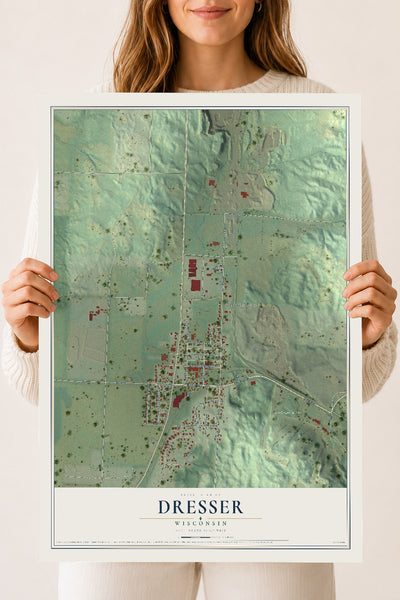 Map of Dresser, Wisconsin, 18 x 24 inch unframed archival matte print