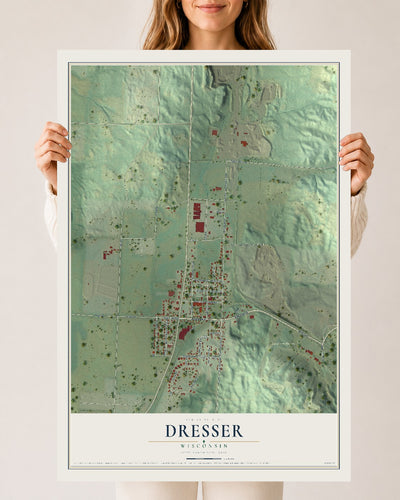 Map of Dresser, Wisconsin, 24 x 36 inch unframed archival matte print