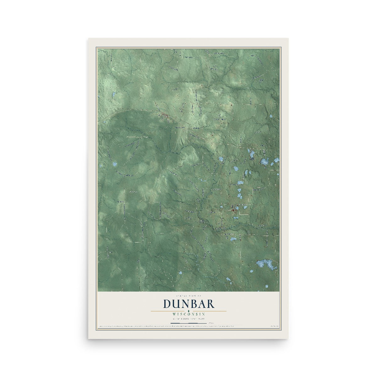 Map of Dunbar, Wisconsin, 12 x 18 inch unframed archival matte print