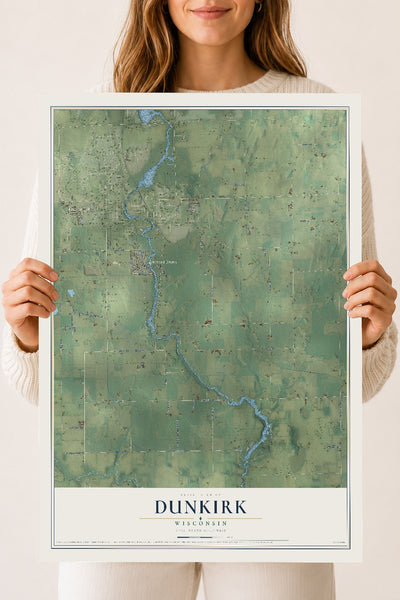 Map of Dunkirk, Wisconsin, 18 x 24 inch unframed archival matte print