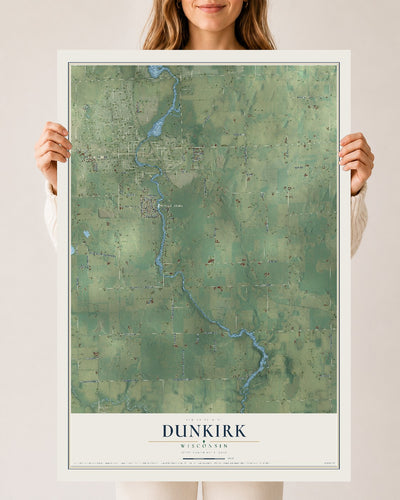 Map of Dunkirk, Wisconsin, 24 x 36 inch unframed archival matte print