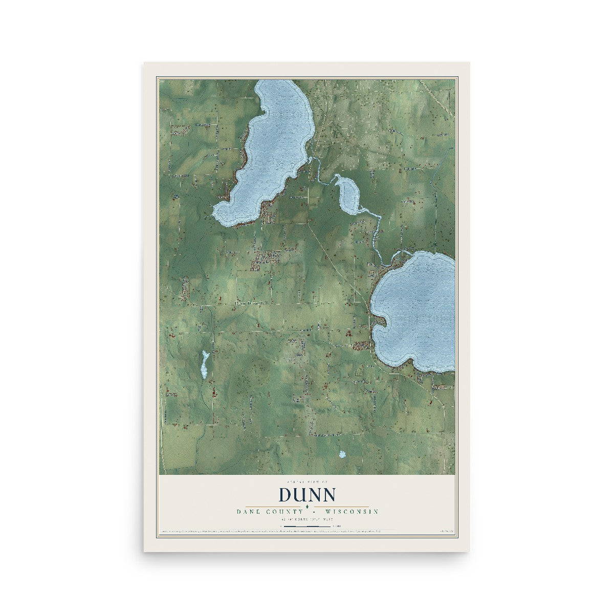 Map of Dunn, Dane County, Wisconsin, 12 x 18 inch unframed archival matte print