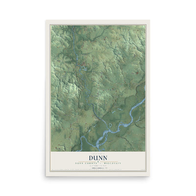 Map of Dunn, Dunn County, Wisconsin, 12 x 18 inch unframed archival matte print