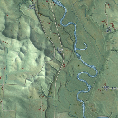 Close-up of the map of Dunn, Dunn County, Wisconsin print showing street and building detail