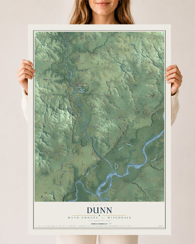 Map of Dunn, Dunn County, Wisconsin, 24 x 36 inch unframed archival matte print