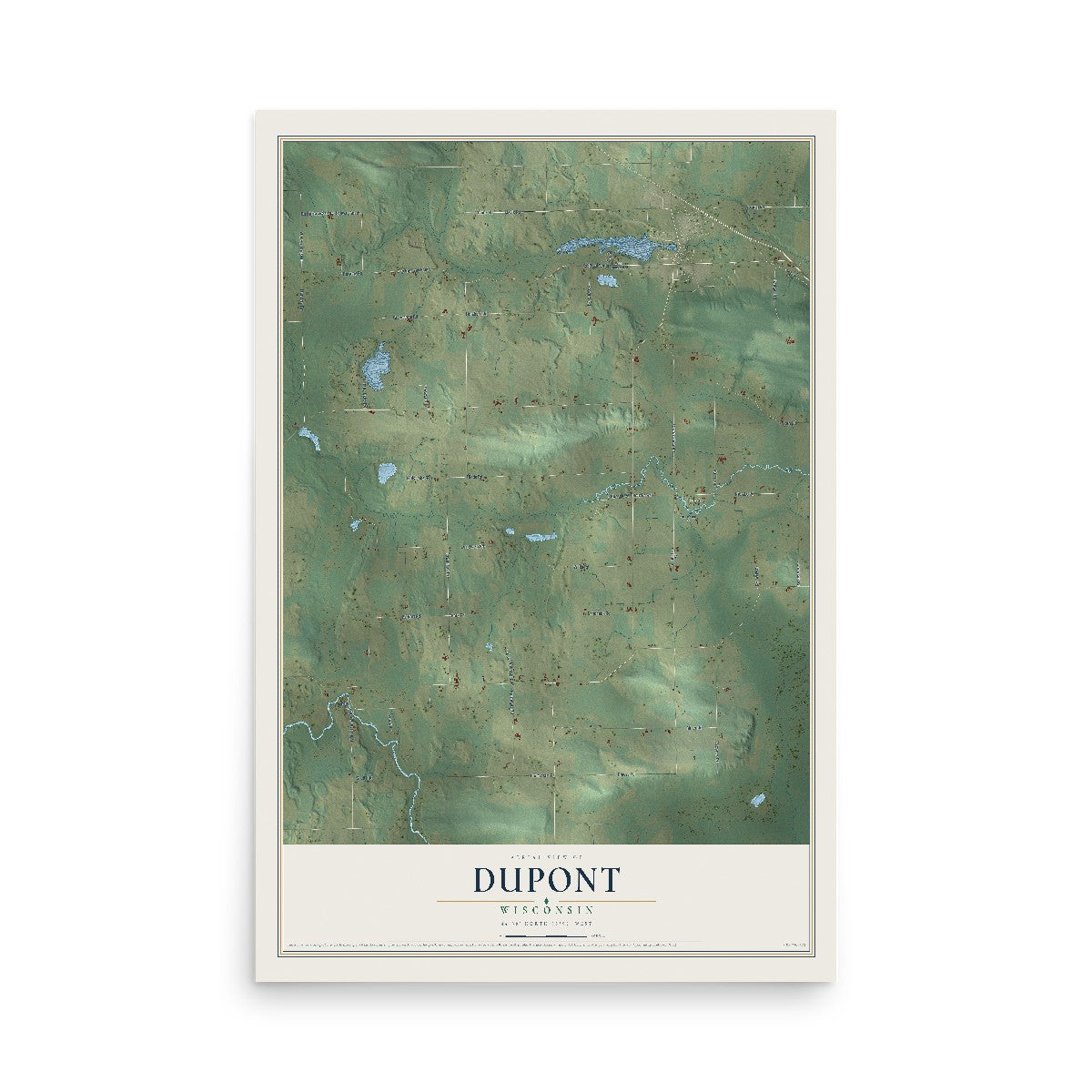 Map of Dupont, Wisconsin, 12 x 18 inch unframed archival matte print