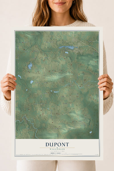 Map of Dupont, Wisconsin, 18 x 24 inch unframed archival matte print