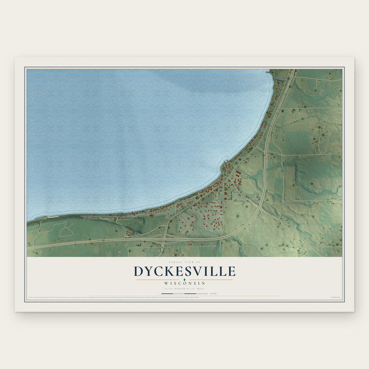 Dyckesville, Wisconsin map print, the full design