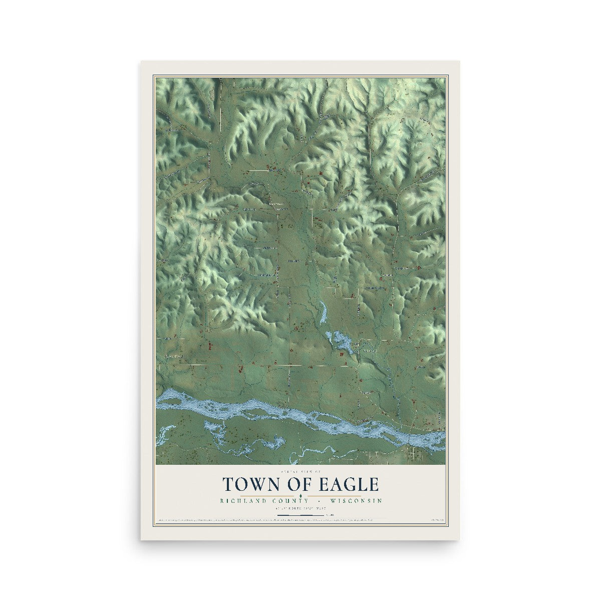 Map of the Town of Eagle, Richland County, Wisconsin, 12 x 18 inch unframed archival matte print