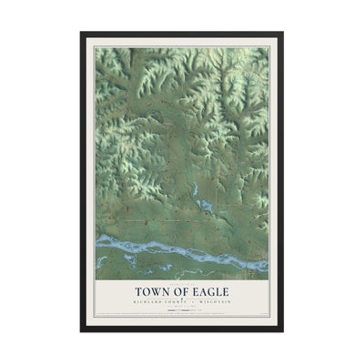 Map of the Town of Eagle, Richland County, Wisconsin, 12 x 18 inch print in a black wood frame