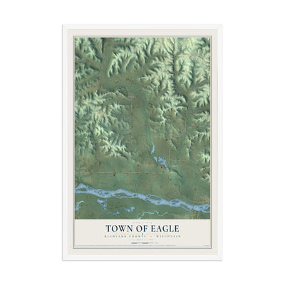 Map of the Town of Eagle, Richland County, Wisconsin, 12 x 18 inch print in a white wood frame