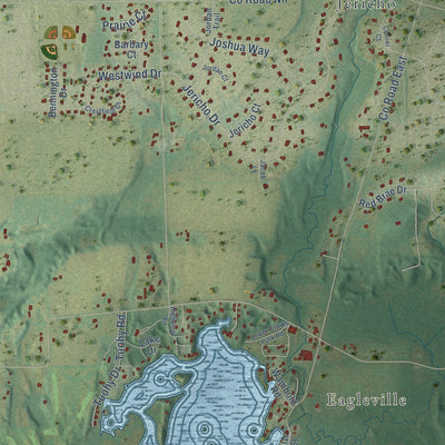 Close-up of the map of the Town of Eagle, Waukesha County, Wisconsin print showing street and building detail