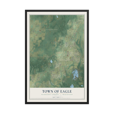 Map of the Town of Eagle, Waukesha County, Wisconsin, 12 x 18 inch print in a black wood frame