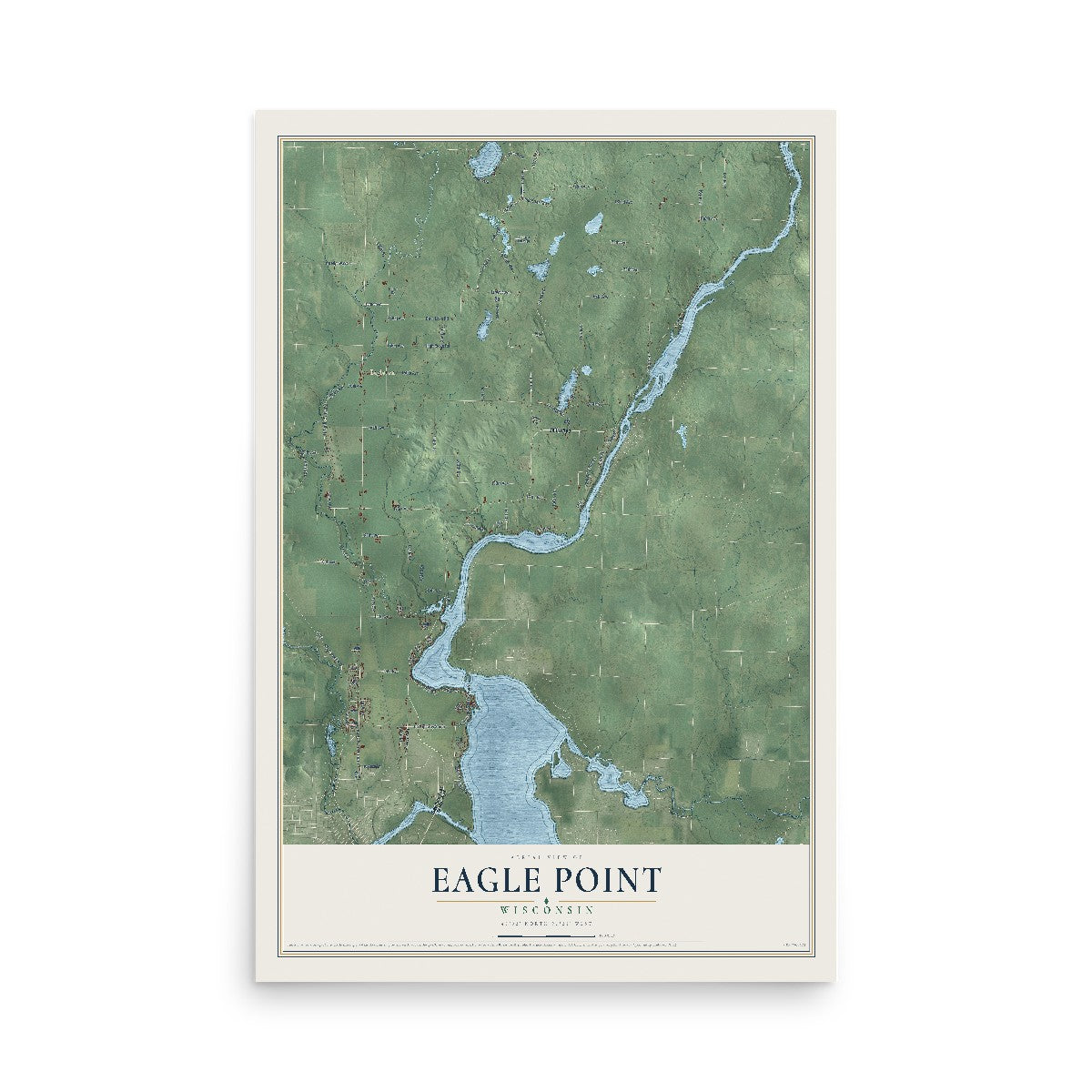 Map of Eagle Point, Wisconsin, 12 x 18 inch unframed archival matte print