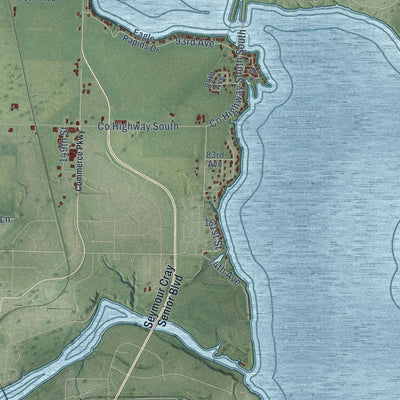 Close-up of the map of Eagle Point, Wisconsin print showing street and building detail