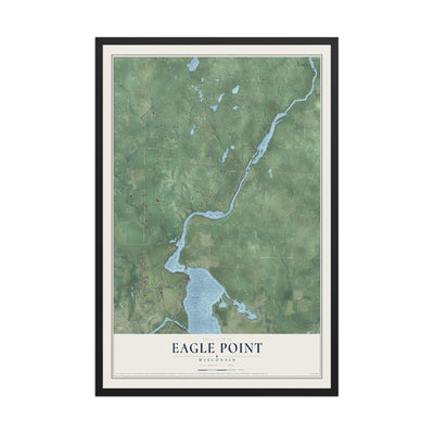 Map of Eagle Point, Wisconsin, 12 x 18 inch print in a black wood frame