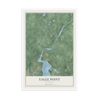 Map of Eagle Point, Wisconsin, 12 x 18 inch print in a white wood frame